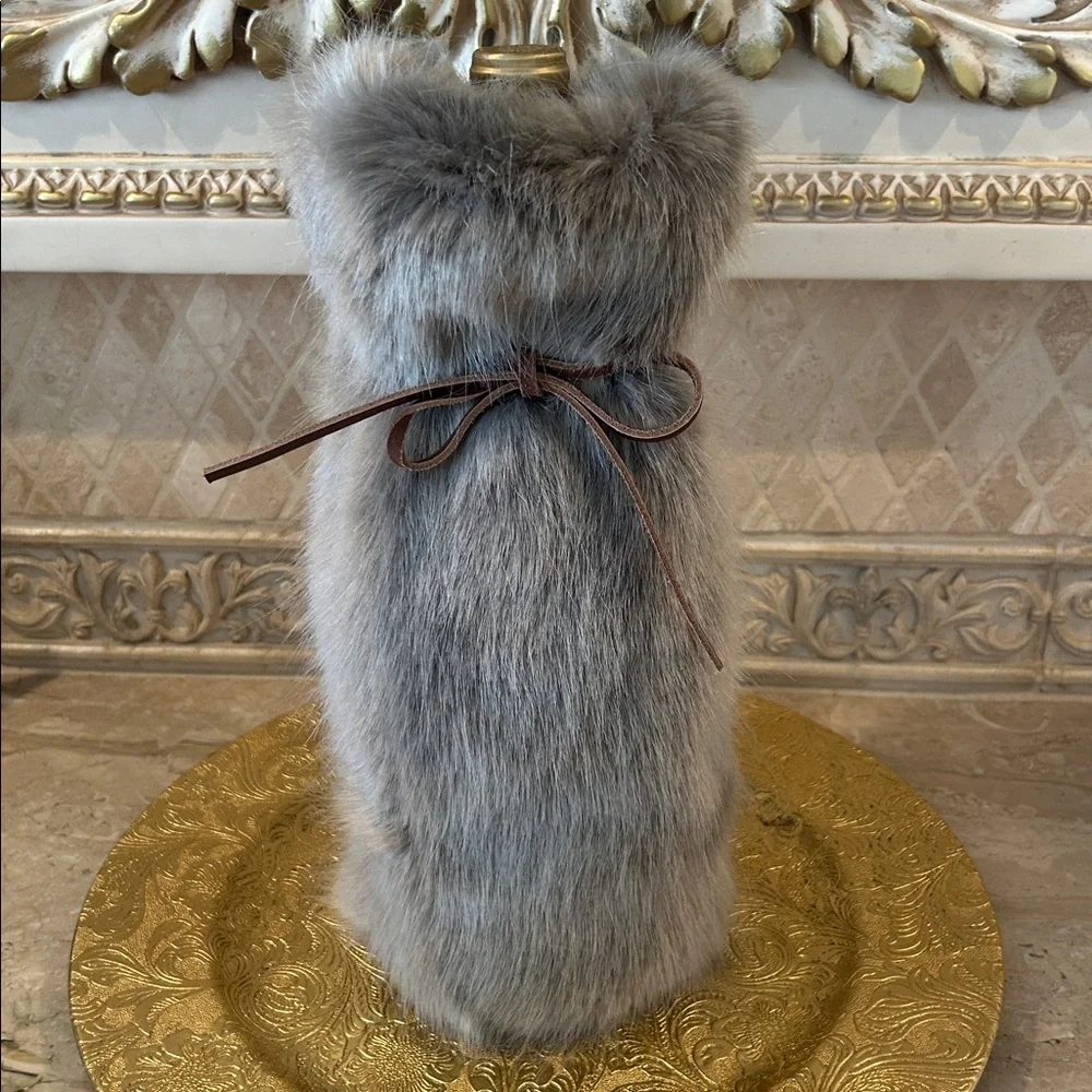 NWT Restoration Hardware Ultra Faux Fur Gray Wine Bag